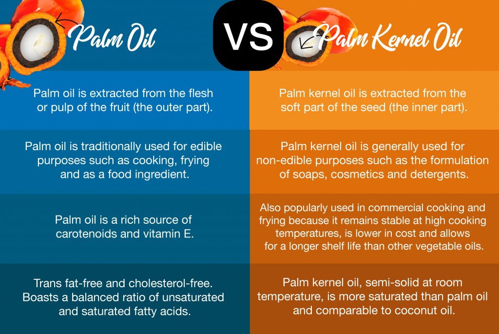 difference between palm oil and palm kernel oil